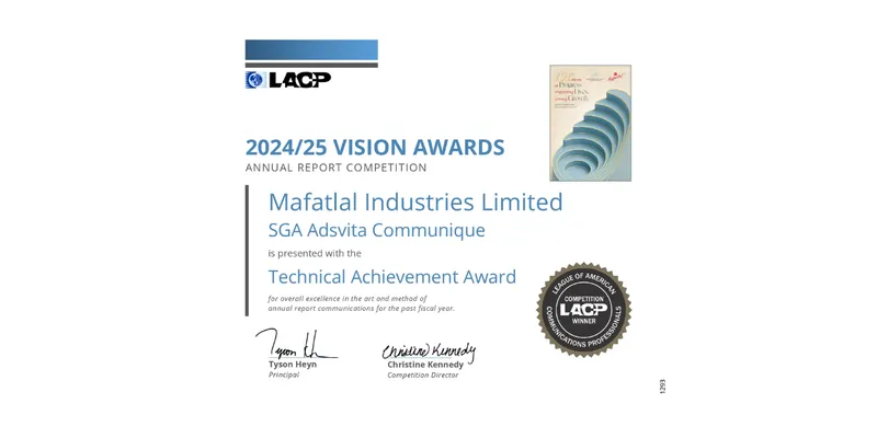 Mafatlal Industries ranks among top 100 global reports at 2024/25 LACP Vision Awards